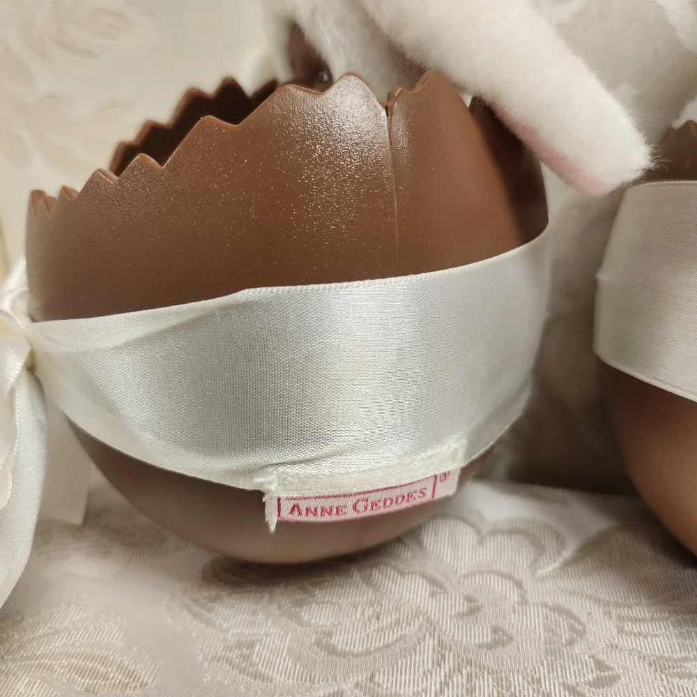 Anne Geddes Baby Bunnies In Chocolate Easter Eggs Vintage Dolls Set Of 2